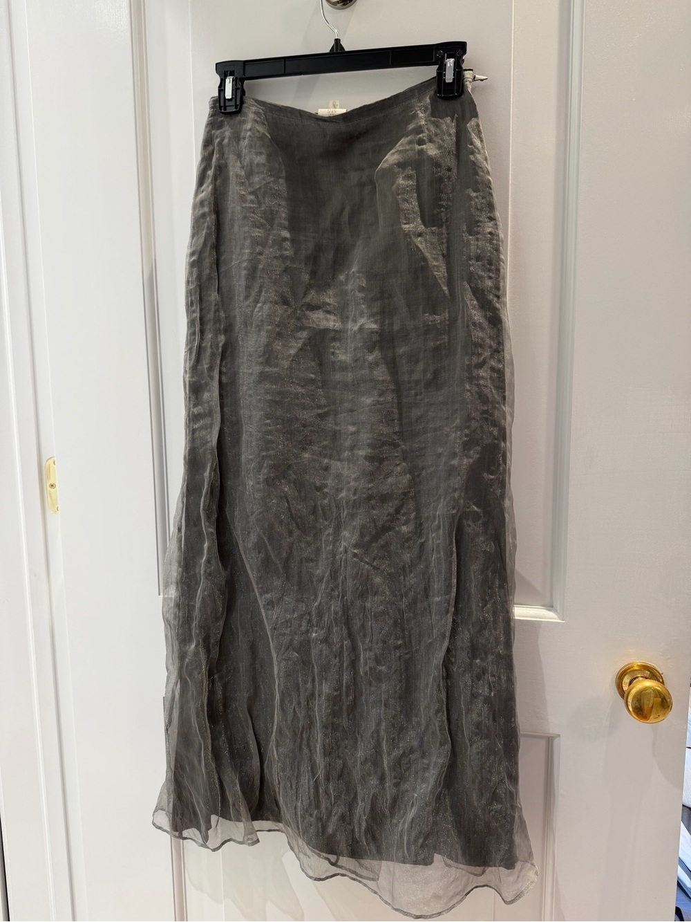 Shin Choi Gray Sheer Layered Maxi Skirt